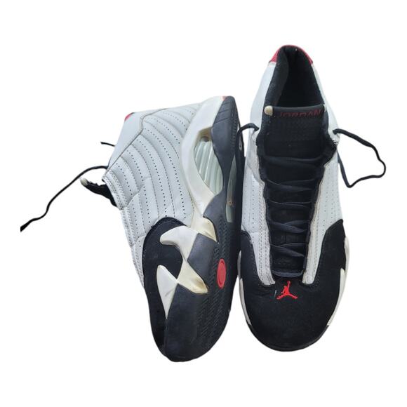 Nike Air Jordan 14 Retro Black Toe Mens Sneakers White 487471-102 High Top 12M - Picture 3 of 12